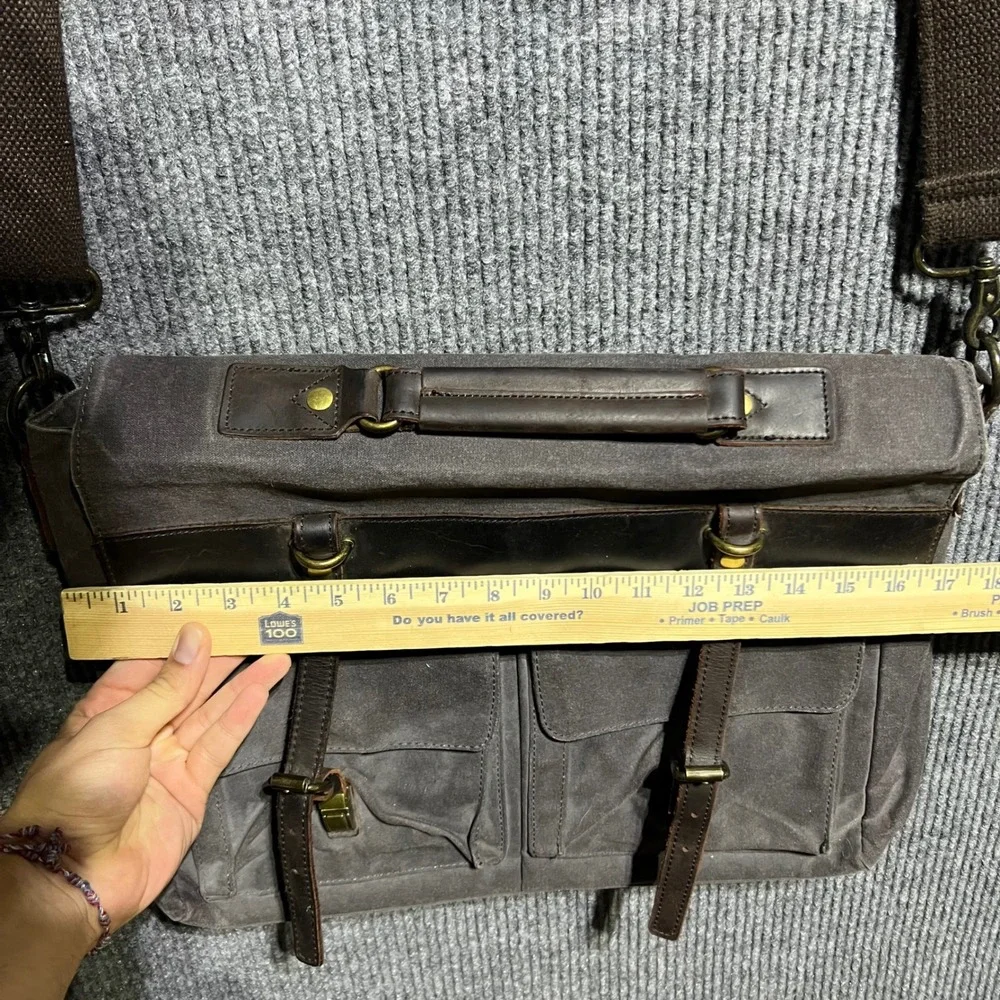 Emissary Messenger Bag Mens OS Grey Waxed Canvas Leather Laptop Satchel Rugged